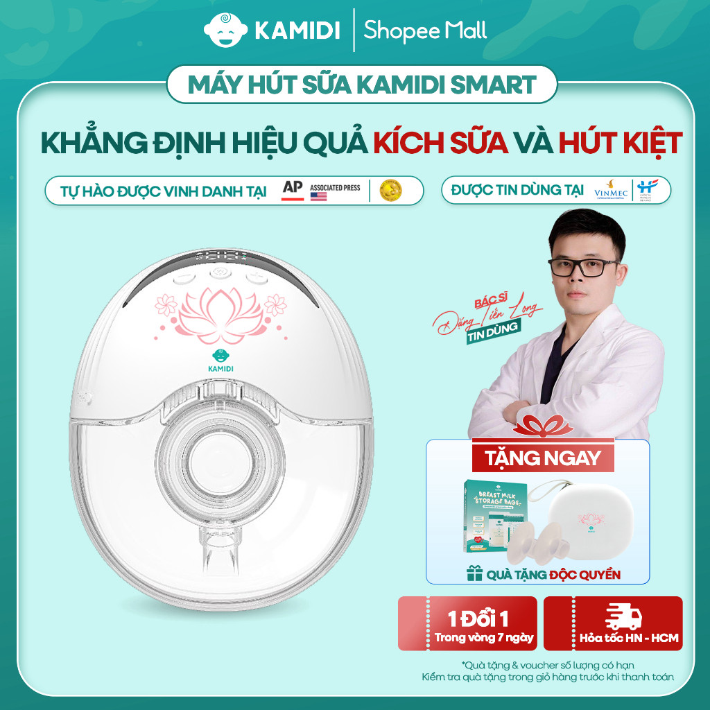 Máy Hút Sữa Không Dây Kamidi Smart Kích Sữa Hiệu Quả Hút Sữa Rảnh Tay Hút Kiệt 4 Chức Năng 12 Cấp Độ
