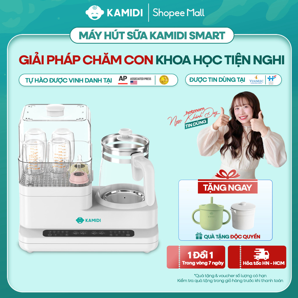 Máy Đun Nước Hâm Sữa Đa Năng Kamidi Speed 2 - Tiệt Trùng Hơi Nước Sấy Khô Diệt Khuẩn Bình Sữa Cho Bé