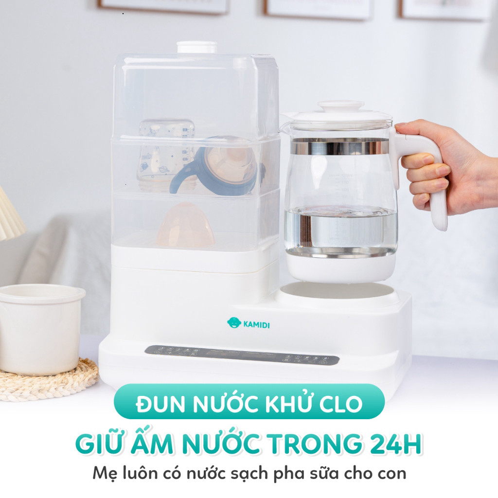 Máy Đun Nước Hâm Sữa Đa Năng Kamidi Speed 2 - Tiệt Trùng Hơi Nước Sấy Khô Diệt Khuẩn Bình Sữa Cho Bé