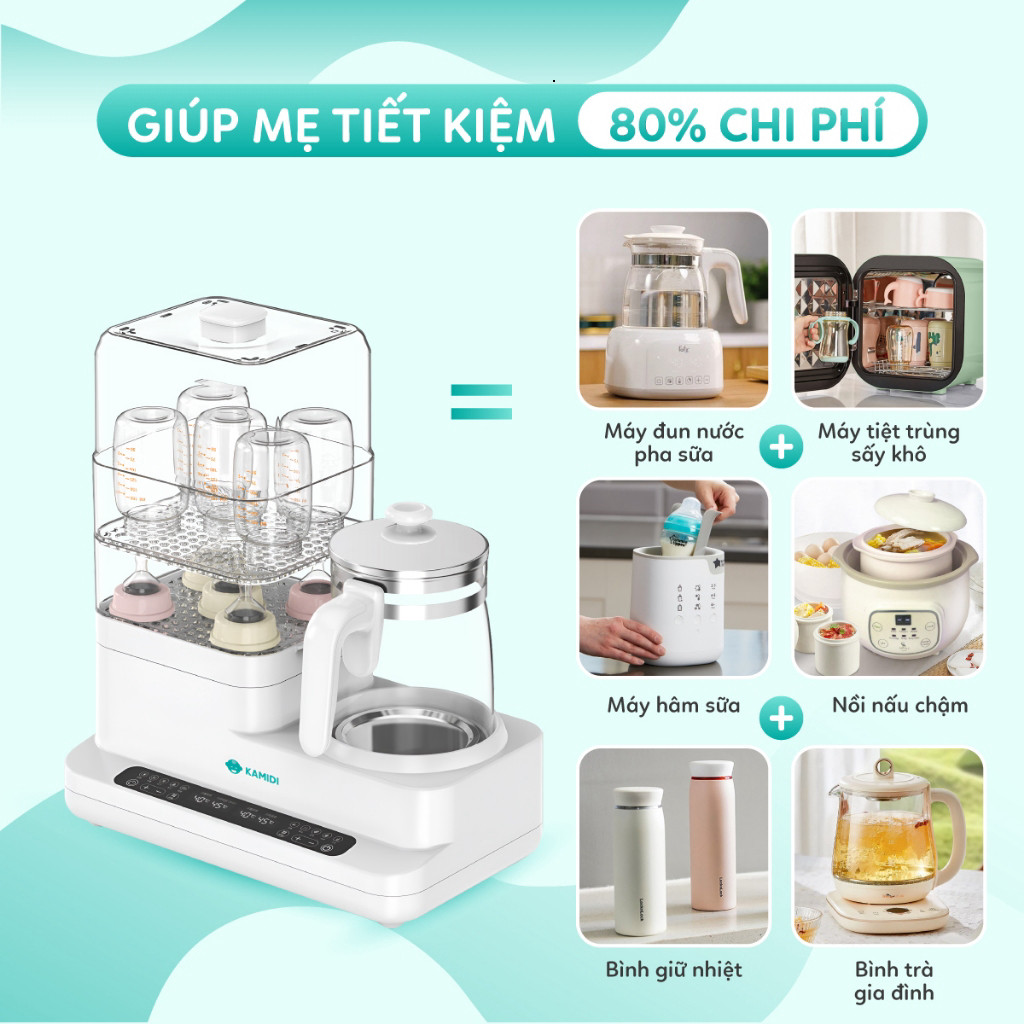 Máy Đun Nước Hâm Sữa Đa Năng Kamidi Speed 2 - Tiệt Trùng Hơi Nước Sấy Khô Diệt Khuẩn Bình Sữa Cho Bé