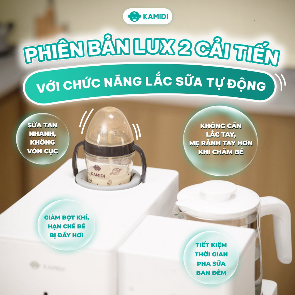 Máy Tiệt Trùng UV Đa Năng Kamidi Lux 2 Tích Hợp Lắc Sữa Đun Nước Lấy Nước Tự Động Gọn Nhẹ Tiện Lợi