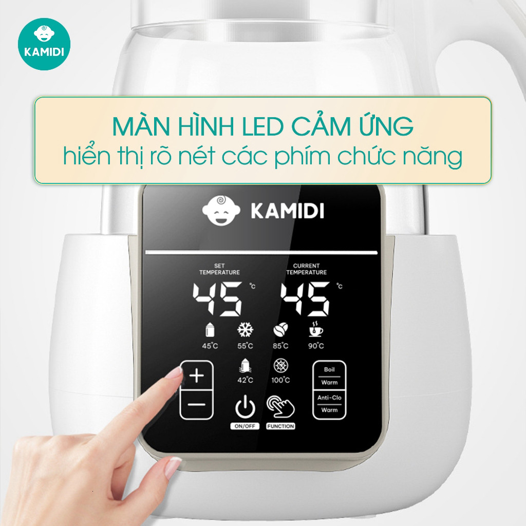 Máy Đun Nước Pha Sữa Kamidi Purity Đa Năng - Máy Hâm Sữa Tích Hợp Tiệt Trùng Bình Sữa