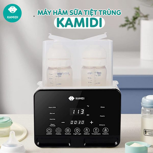 Máy Hâm Sữa Tiệt Sấy Khô Trùng Bình Sữa Điện Đôi Kamidi Heat 1 Tích Hợp 4 Chức Năng