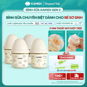 Bình Sữa Kamidi Gen 2 PPSU Núm Mềm Mô Phỏng Ti Mẹ, Bình Sữa Thế Hệ Mới Cho Bé Tập Ti Bình