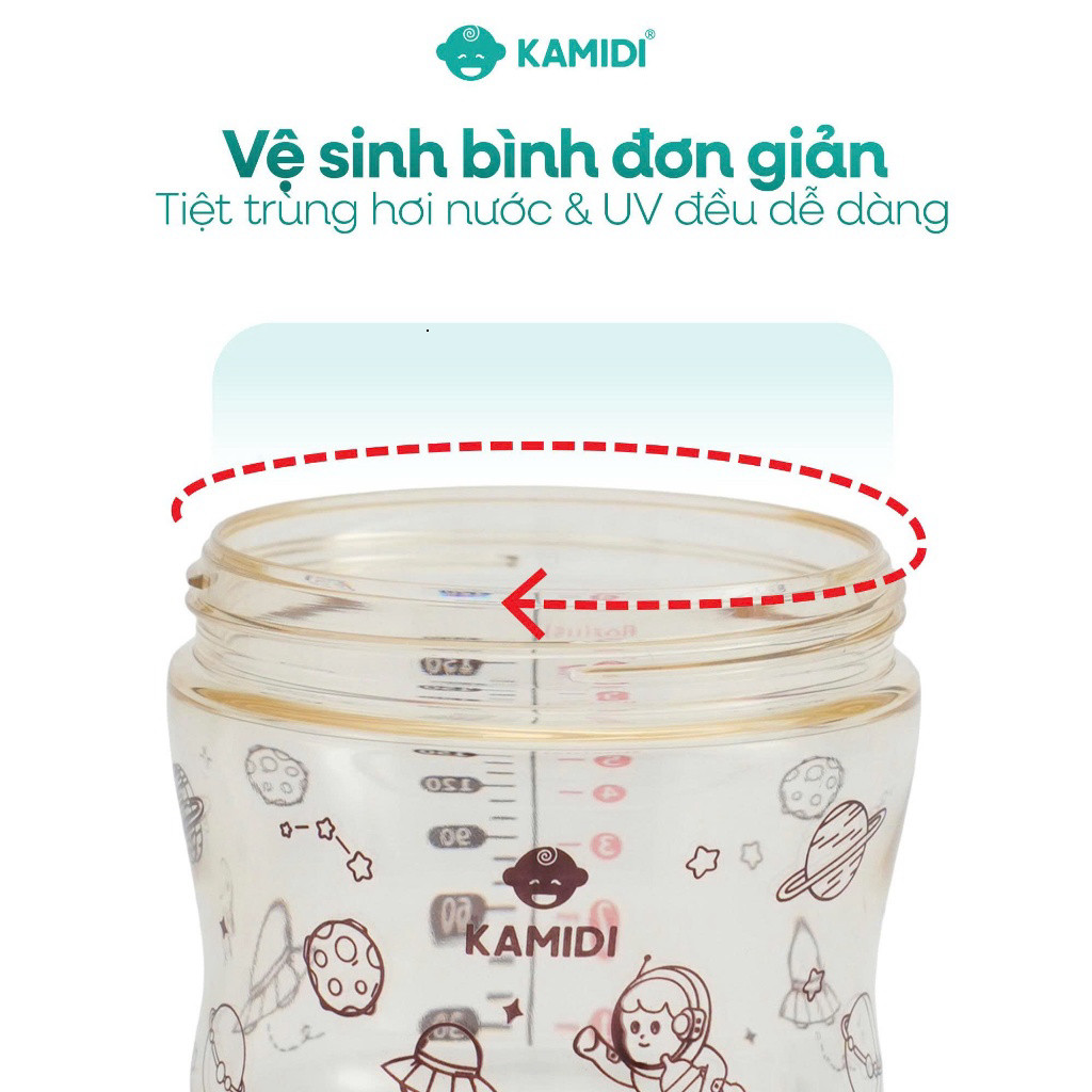[Mới] Bình Sữa Kamidi Gen 2 PPSU Núm Mềm Mô Phỏng Ti Mẹ, Bình Sữa Thế Hệ Mới Cho Bé Tập Ti Bình