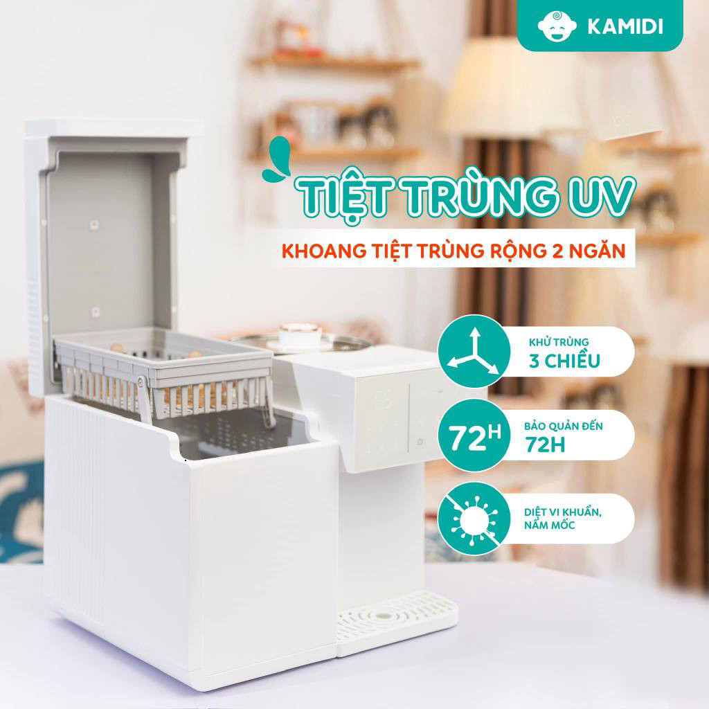 Máy Tiệt Trùng UV Kamidi Lux 1 Tiệt Trùng Bình Sữa Lấy Nước Tự Động Tích Hợp Đun Nước Pha Sữa Cho Bé
