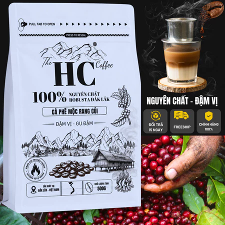 Cà Phê Rang Củi Tự Nhiên, Robusta Đắk Lắk – Đậm Đà – Nguyên Chất 100%, 250gram, 500gram, 1000gram