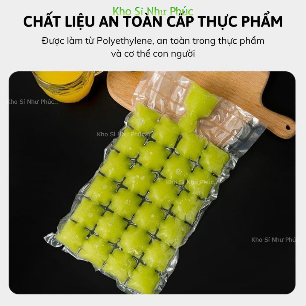 [HOT] Set 50 Túi Làm Đá Viên 24 Ô Dùng 1 Lần – Làm Kem, Nước Trái Cây, Có Phễu An Toàn Vệ Sinh