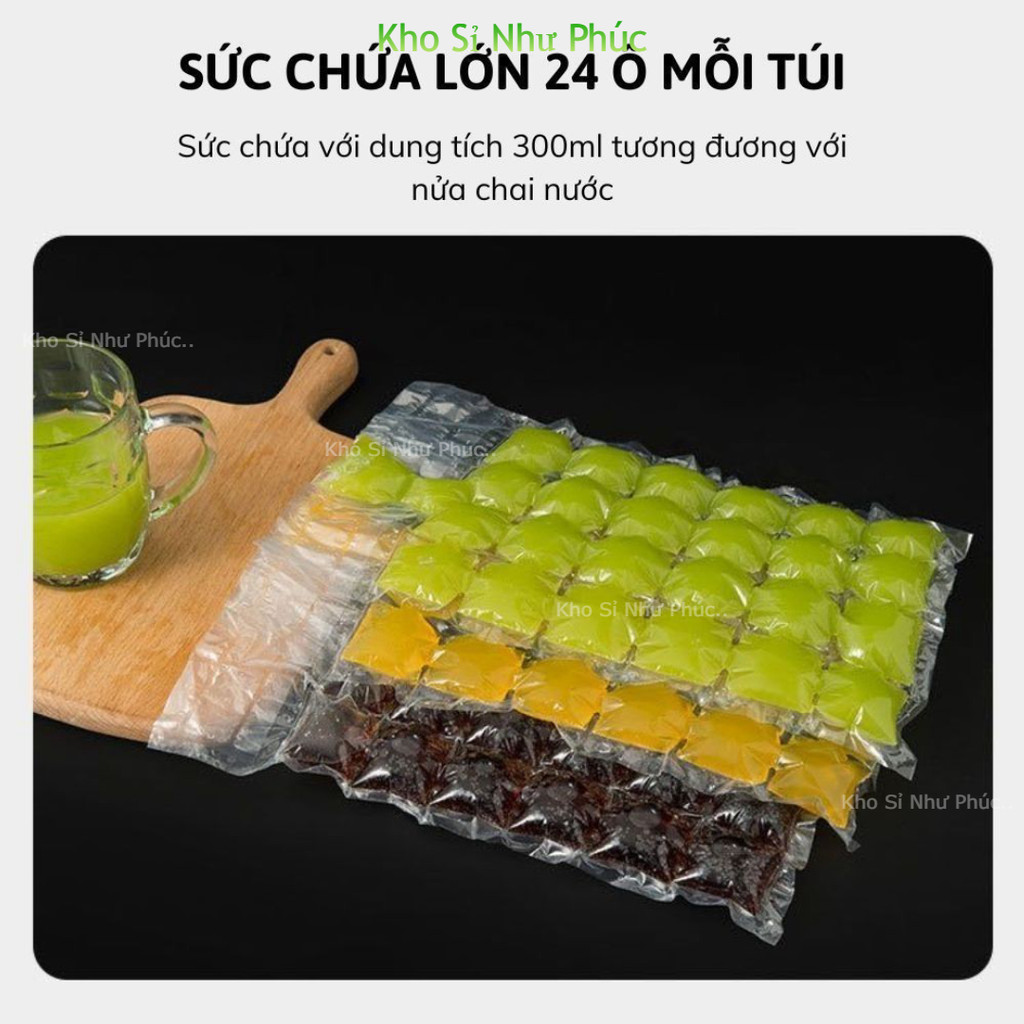 [HOT] Set 50 Túi Làm Đá Viên 24 Ô Dùng 1 Lần – Làm Kem, Nước Trái Cây, Có Phễu An Toàn Vệ Sinh