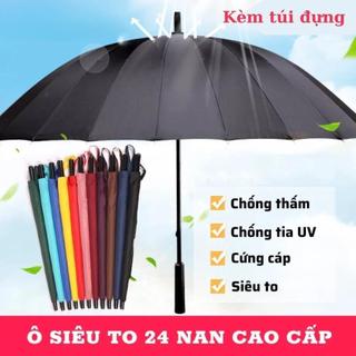 Ô Siêu To 24 Nan Cán Dài Bền Chắc | Dù Chống Gió Tán Rộng 130cm Che Mưa Nắng 2-3 Người
