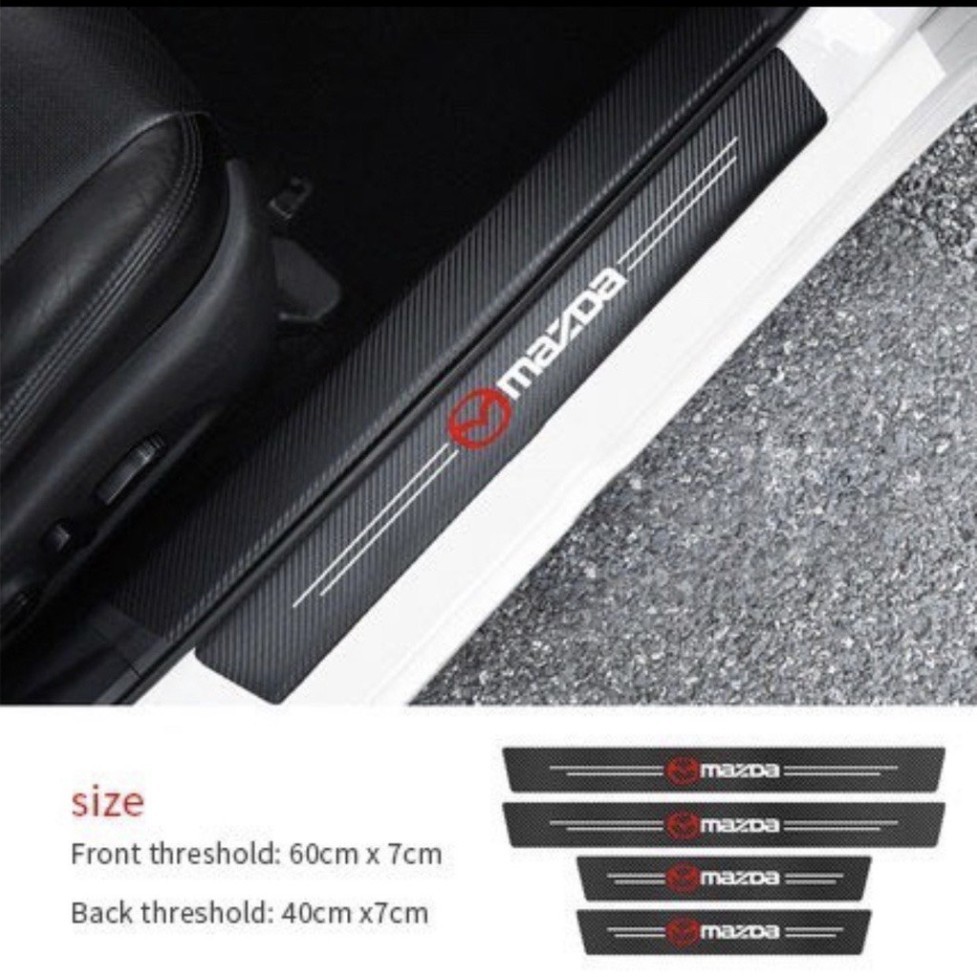 Set 9 nẹp decal dán bậc cửa xe ô tô. Decal bậc vân carbon logo các hãng VINFAST, toyota, huyndai, honda,mazda....