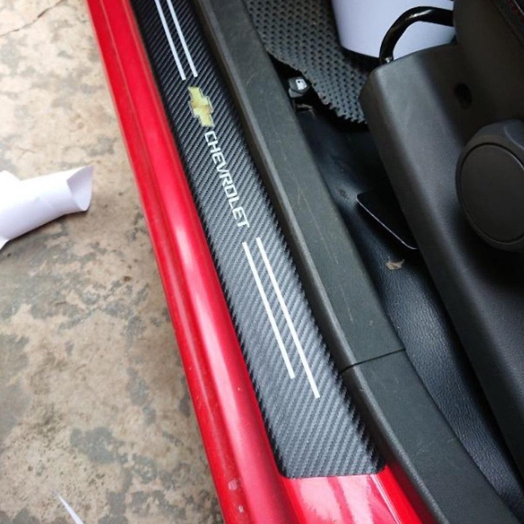 Set 9 nẹp decal dán bậc cửa xe ô tô. Decal bậc vân carbon logo các hãng VINFAST, toyota, huyndai, honda,mazda....