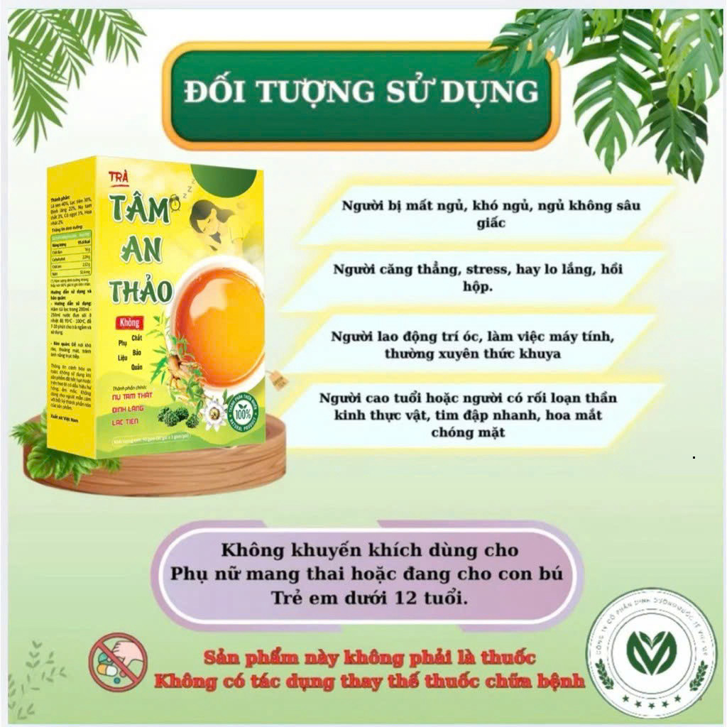 Trà Tâm An Thảo Chính Hãng Cao Cấp Hộp 30 Gói ✅ Giúp ngủ ngon giảm đau đầu căng thẳng stress phục hồi cơ thể khỏe mạnh