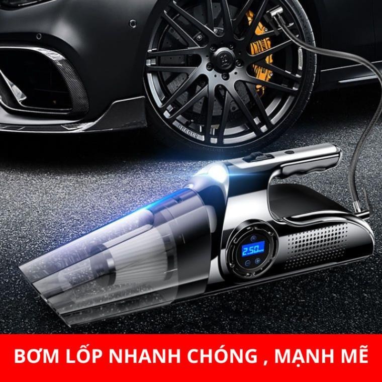 Máy Hút Bụi Đa Năng 4 Trong 1 - Hút Bụi, Bơm Lốp, Đo Áp Suất Lốp, Đèn Pin Chiếu Sáng Công Suất 120W Lực Hút 10000PA