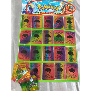 Vỉ 20 gói thẻ bài pokemon cầu vồng loại đẹp(100 thẻ)