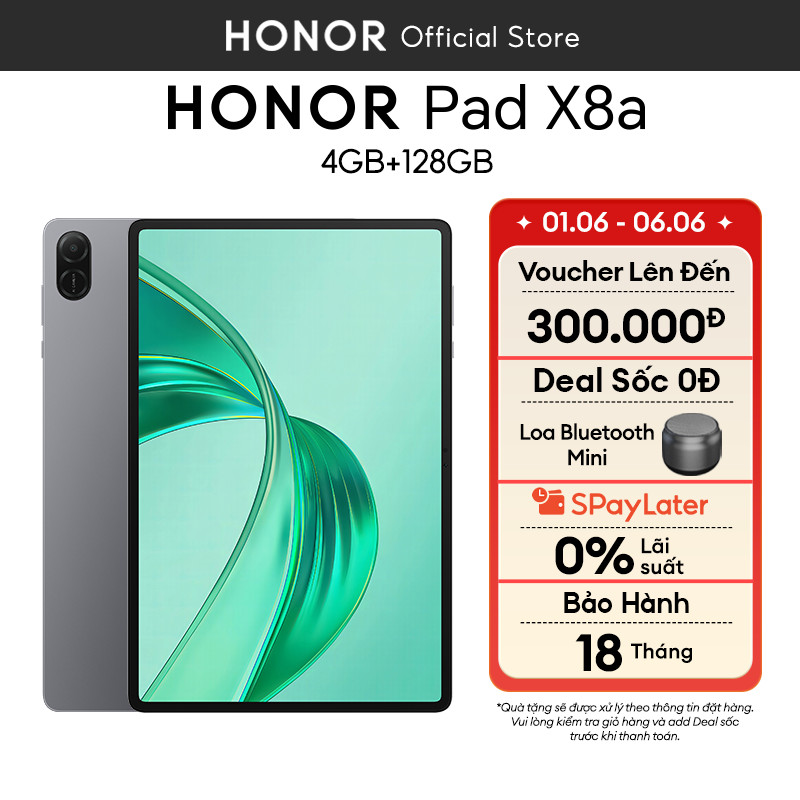Máy tính bảng Honor Pad X8a 4GB+128GB | Màn hình TFT LCD 11" 90Hz | Pin 8300mAh | BH 18 tháng