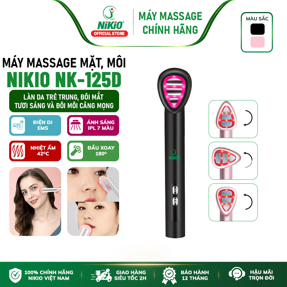 Máy massage mặt mini, matxa mắt môi đa năng Nikio NK-125D - Bảo hành chính hãng