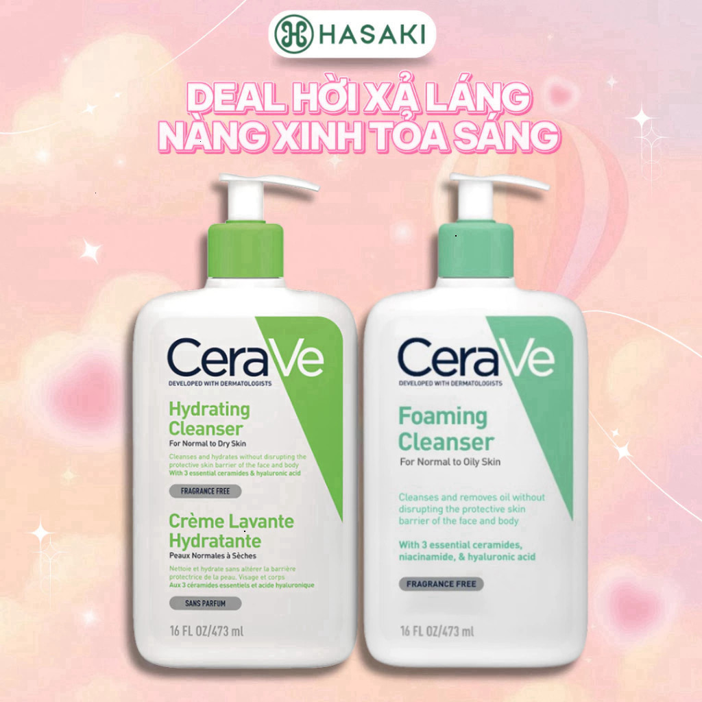 [ TEM PHỤ CTY ] Sữa Rửa Mặt CeraVe Foaming Cleanser 236ml Chính Hãng Cho Da Dầu, Da Khô, Mụn Nhạy Cảm