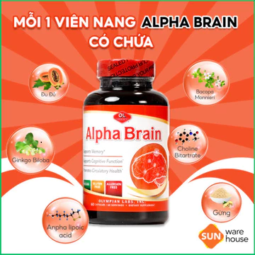 Viên Uống Bổ Não Olympian Labs Alpha Brain Tăng Cường Hỗ Trợ Chức Năng Não Bộ, Hỗ Trợ Tuần Hoàn Não