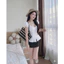 Set váy thời trang nữ diện đi chơi chất áo lụa mềm mịn tay ngắn cổ V rộng phối quần tuyết mưa dáng chữ A ngắn in bi Sho