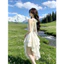 Đầm thời trang nữ phong cách nàng thơ yêu kiều chất tơ bèo xinh tươi cổ yếm cột váy dáng mini xòe siêu dễ thương Shop M