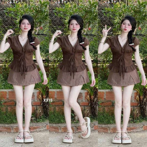 Sét áo kate chân váy lenin có lót quần lưng thun khoá kéo chuẩn hình cao cấp Shop MonFashion