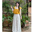 Set bộ thời trang nữ chất áo đũi dáng bí bồng dễ thương mix quần dài mango họa tiết hoa nhí diện siêu cưng Shop MonFash