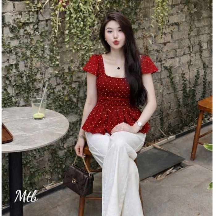 [Luna chọn] Set bộ thời trang nữ chất mango cổ vuông tay ngắn quần dài siêu xinh phù hợp cho các nàng mặc ssi dạo phố