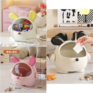 [HOT] Thùng Rác Để Bàn Tai Gấu Dễ Thương Kèm Nắp Chống Bụi – Hộp Lưu Trữ Mini Đa Năng Đ.A ..
