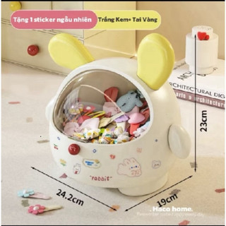 [HOT] Thùng Rác Để Bàn Tai Gấu Dễ Thương Kèm Nắp Chống Bụi – Hộp Lưu Trữ Mini Đa Năng Đ.A ..