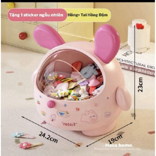[HOT] Thùng Rác Để Bàn Tai Gấu Dễ Thương Kèm Nắp Chống Bụi – Hộp Lưu Trữ Mini Đa Năng Đ.A ..