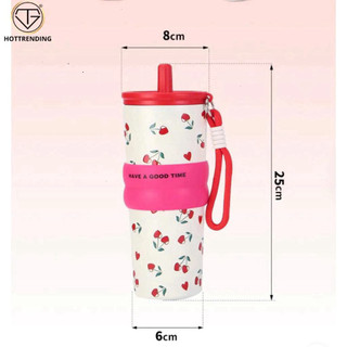 [HOT] Bình giữ nhiệt hoạ tiết nơ 710ml, ly giữ nhiệt chất liệu inox 304 siêu bền bỉ có kèm ống hút LB ..