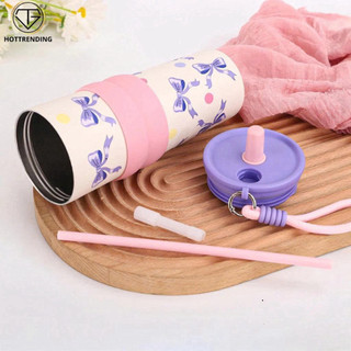 [HOT] Bình giữ nhiệt hoạ tiết nơ 710ml, ly giữ nhiệt chất liệu inox 304 siêu bền bỉ có kèm ống hút LB ..