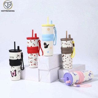 [HOT] Bình giữ nhiệt hoạ tiết nơ 710ml, ly giữ nhiệt chất liệu inox 304 siêu bền bỉ có kèm ống hút LB ..