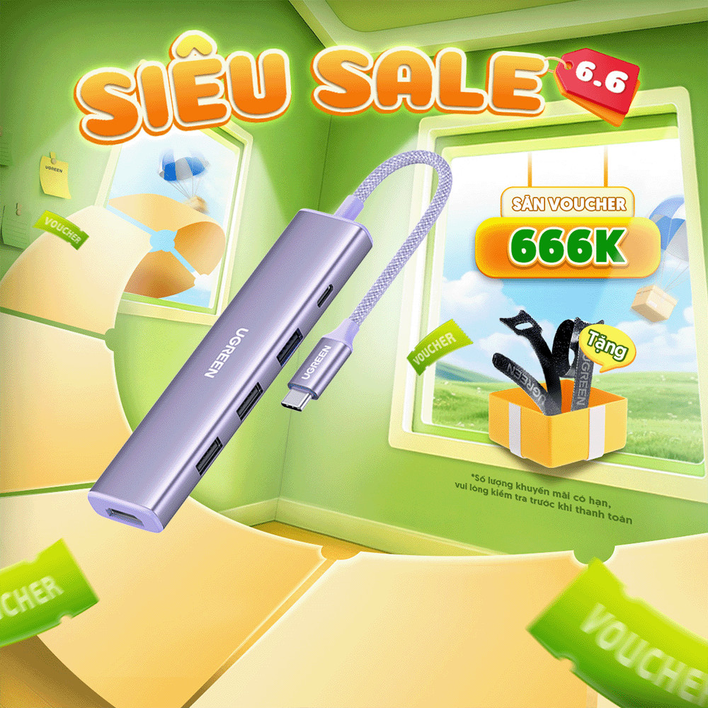 Hub chuyển đổi Type C Ugreen 5 in 1 | Vỏ nhôm cao cấp | Truyền tải nhanh chóng | BH 18 tháng 1 đổi 1 | 15596 15597 15495