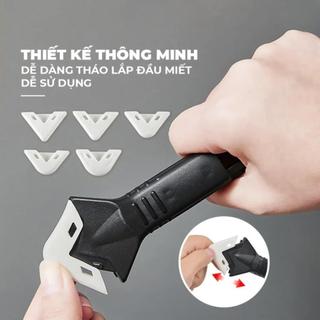 COMBO 2 DỤNG CỤ MIẾT KEO SILICONE 5 IN 1 KÈM 10 ĐẦU THAY THẾ | DỤNG CỤ CẠO KEO CHÀ RON GẠCH ĐA NĂNG