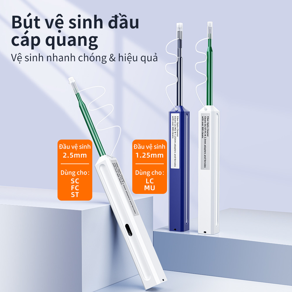 But Ve Sinh Soi Quang SC FC ST LC MU 1.25mm 2.5mm Dung Cu Lam Sach Cong Quang FTTH