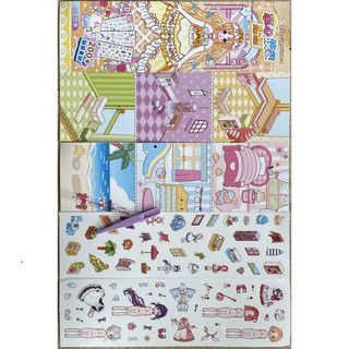 sỉ vỉ 20 túi dán sticker thời trang công chúa tặng gắp