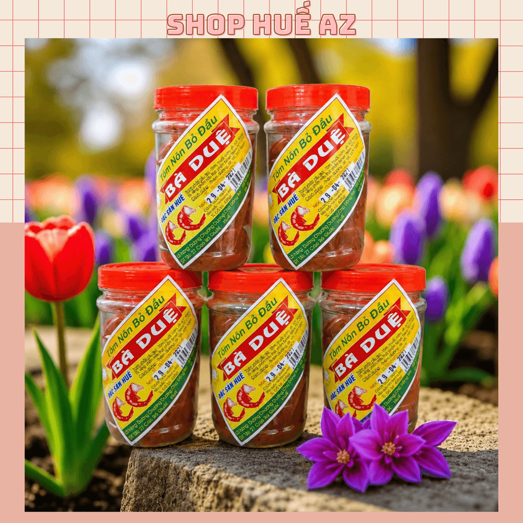COMBO 5 HỦ - Tôm chua Bà Duệ hủ 400g (tôm Nõn bỏ đầu) loại đặc biệt - Đặc sản Huế