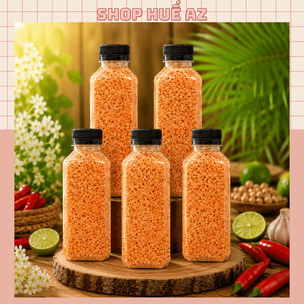 COMBO 5 CHAI - Muối ớt rang nhà làm 350g - Đậm đà vị ớt Huế - Chấm trái cây siêu ngon