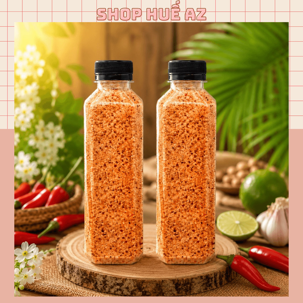 COMBO 2 CHAI - Muối ớt rang nhà làm 350g - Đậm đà vị ớt Huế - Chấm trái cây siêu ngon