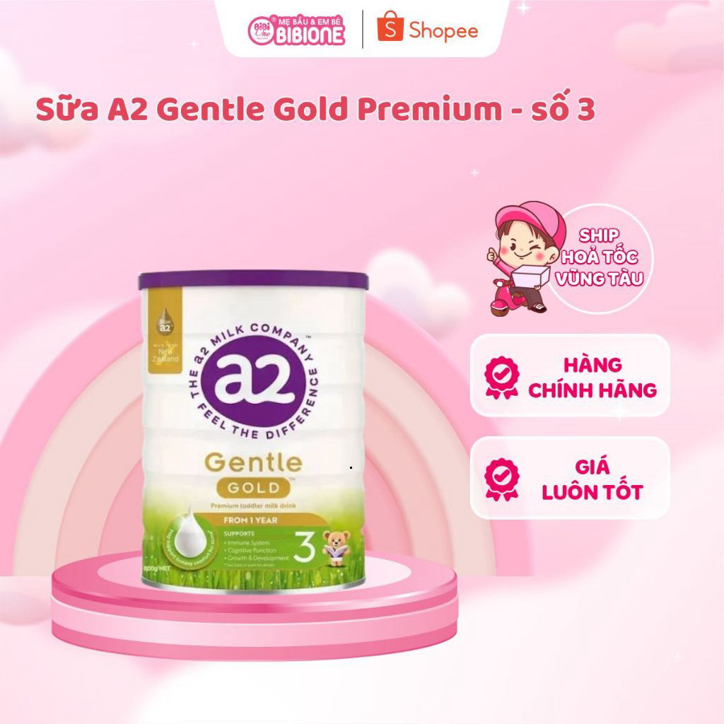 [TEM SỐNG LÀNH] Sữa A2 Gentle Gold Premium Sữa Công Thức Nguyên Kem Đạm A2 Bé Phát Triển Toàn Diện Lon 800g