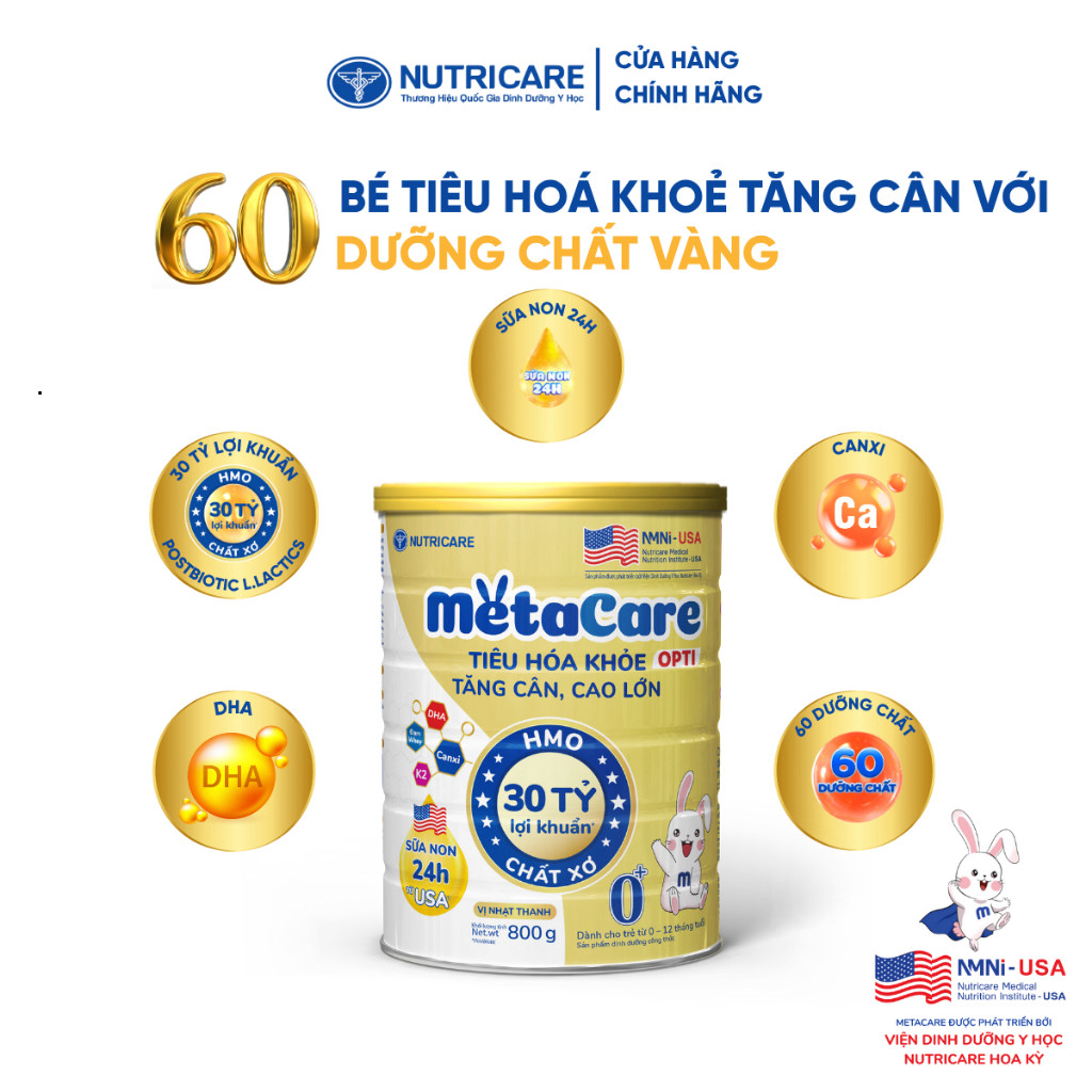 [Date Mới] Sữa Bột Nutricare Metacare Opti 0+, 1+, 2+ - Tăng Cân Bền Vững