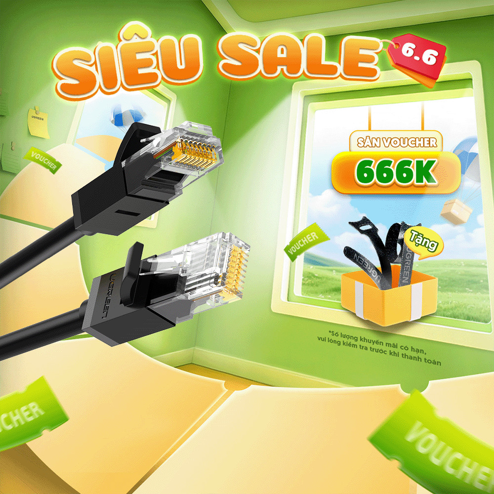 Cáp mạng Cat6 UGREEN NW102 | Lõi 26AWG CCA nhôm mạ đồng sử dụng trên các mạng Ethernet / RJ45 | Bảo hành 18 tháng 1 Đổi1