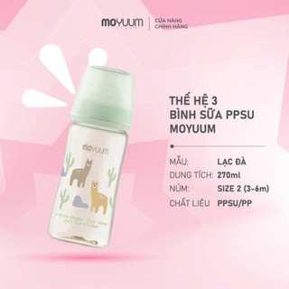 [ Tặng 1 Núm ] Thế hệ 3 - Bình sữa PPSU Moyuum - 80ml/170/270ml/330ml - Họa Tiết