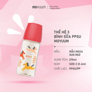 [ Tặng 1 Núm ] Thế hệ 3 - Bình sữa PPSU Moyuum - 80ml/170/270ml/330ml - Họa Tiết