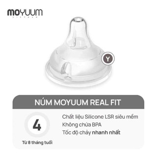 Núm Ti Moyuum Silicone Siêu Mềm Moyuum Hàn Quốc Thiết Kế Thông Minh Chống Sặc Giảm Đầy Hơi Cho Bé