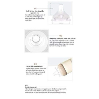 Núm Ti Moyuum Silicone Siêu Mềm Moyuum Hàn Quốc Thiết Kế Thông Minh Chống Sặc Giảm Đầy Hơi Cho Bé