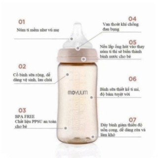 [ Tặng 1 Núm ] Bình sữa Moyuum korea - Hàng Chính Hãng, 170ml & 270ml
