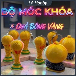 Móc Khóa Cúp Vàng World Cup & Quả Bóng Vàng  - Mô Hình Mini Trang Trí Balo, Chìa Khóa Xe Độc Lạ